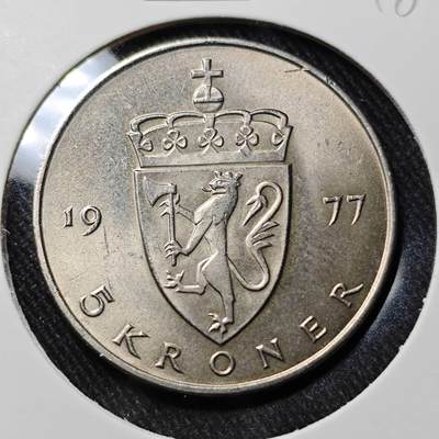 KK钱币收藏小铺   套币 批量/好品散币专场 2月预留时间 周末发货 -  1977挪威5克朗 拆卷品