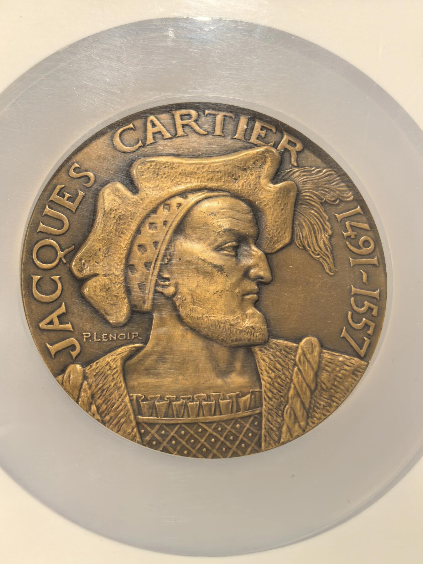 博洋堂世界钱币拍卖第163期（全场包邮） NGC MS63BN 法国1934年探险家雅克·卡蒂埃登陆加拿大400周年纪念大铜章