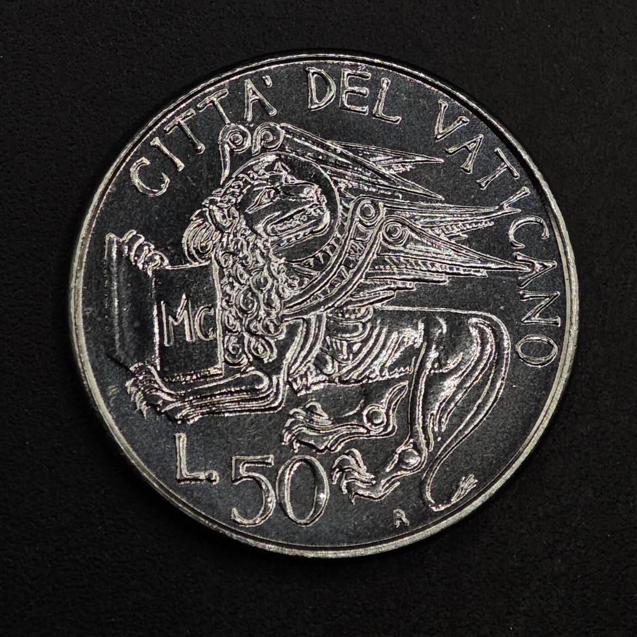 【淘币小摊】实时拍第八百七十六拍   散币场    每周一统一发货 梵蒂冈1985年50里拉神狮镍币