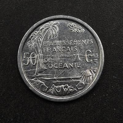 【淘币小摊】实时拍第八百七十六拍   散币场    每周一统一发货 - 法属大洋洲1949年50分铝币