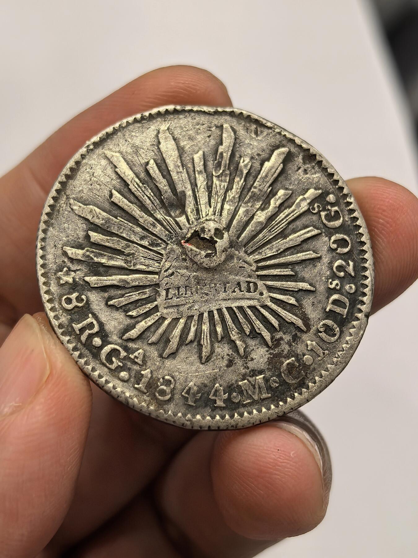 博洋堂世界钱币拍卖第163期（全场包邮） 墨西哥1844年GA MC鹰洋，似乎上过战场？不失为凑版的一个好标本