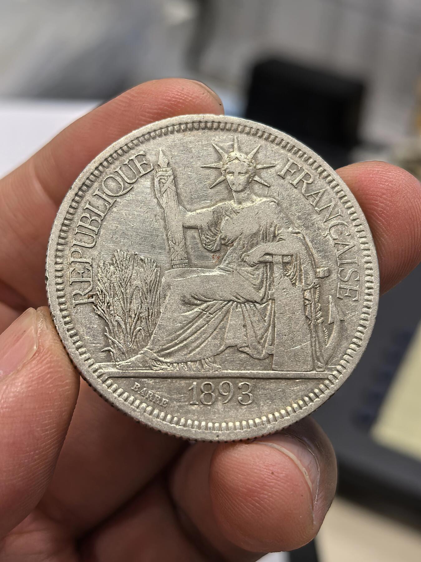 博洋堂世界钱币拍卖第163期（全场包邮） 法属印支1893年加重版坐洋银币