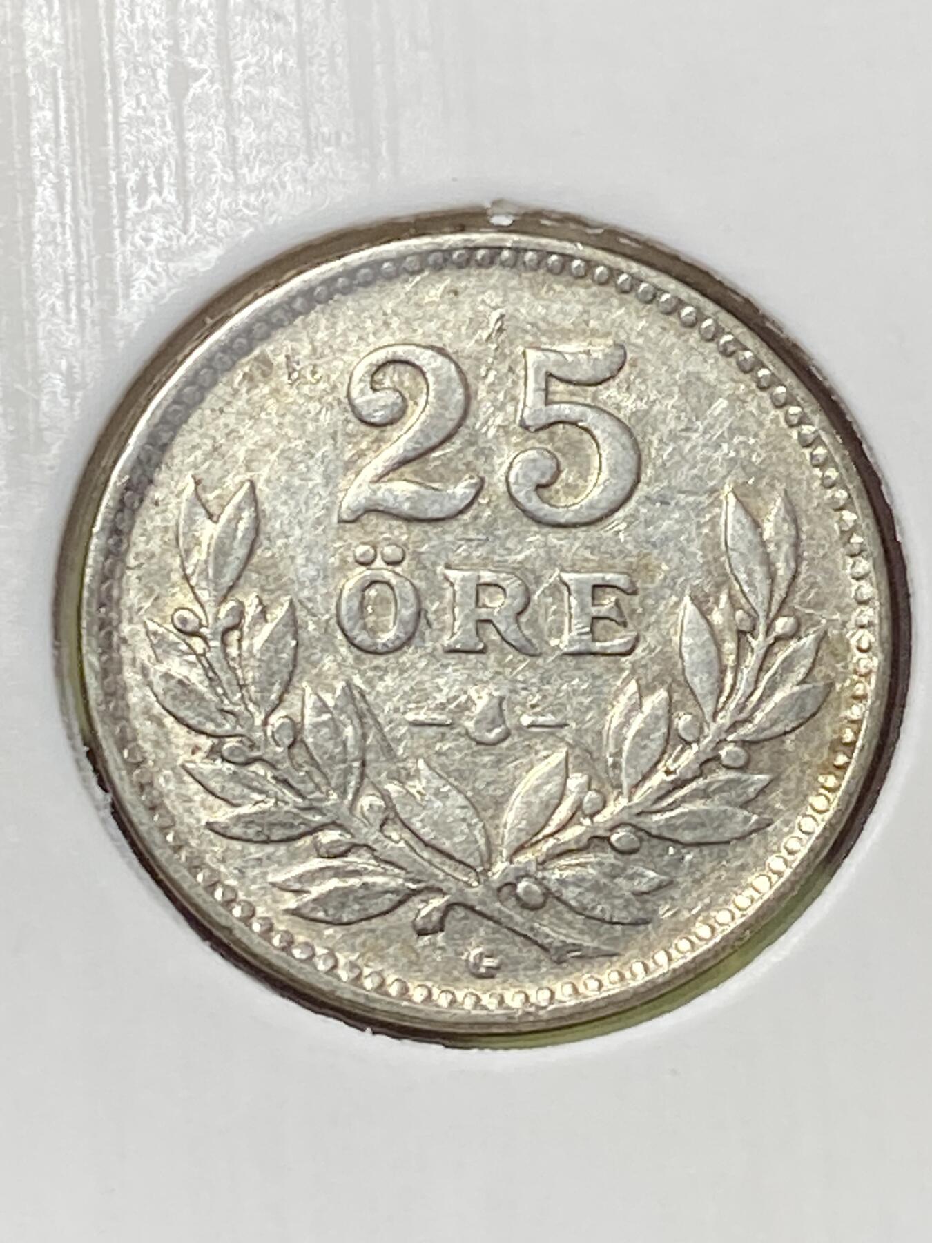 2026年第三十三场(总第二百零二场）外国精品纸夹币场(免佣金) 瑞典🇸🇪1940年25欧尔银币(古斯塔夫五世第一版，后期G标，600银)