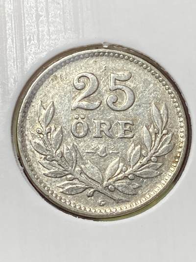 2026年第三十三场(总第二百零二场）外国精品纸夹币场(免佣金) - 瑞典🇸🇪1940年25欧尔银币(古斯塔夫五世第一版，后期G标，600银)