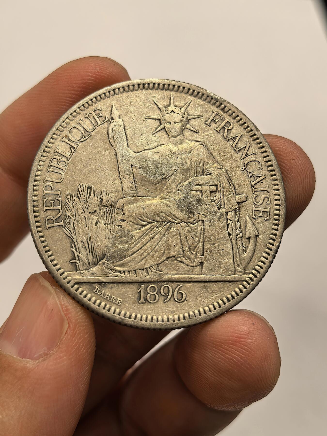 博洋堂世界钱币拍卖第163期（全场包邮） 法属印支1896年坐洋银币，戳记