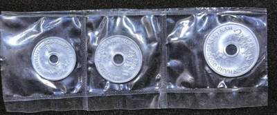 北京马甸外国币专卖第148期，非贵金属外国流通币，纪念币币，中国早期纪念币专场，陆续上拍，欢迎关注 - 塑封BU-1958年越南北越过渡政府3枚套中孔铝币 曝光全新品相