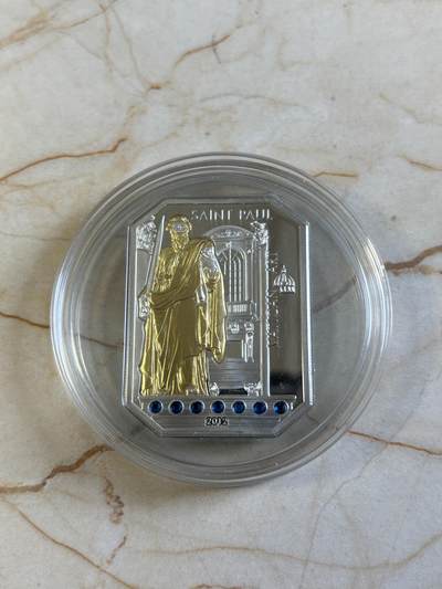 第192期拍卖 - 库克2012年圣保罗镶水晶镀金纪念银币，999银镀金，发行5000枚，25克