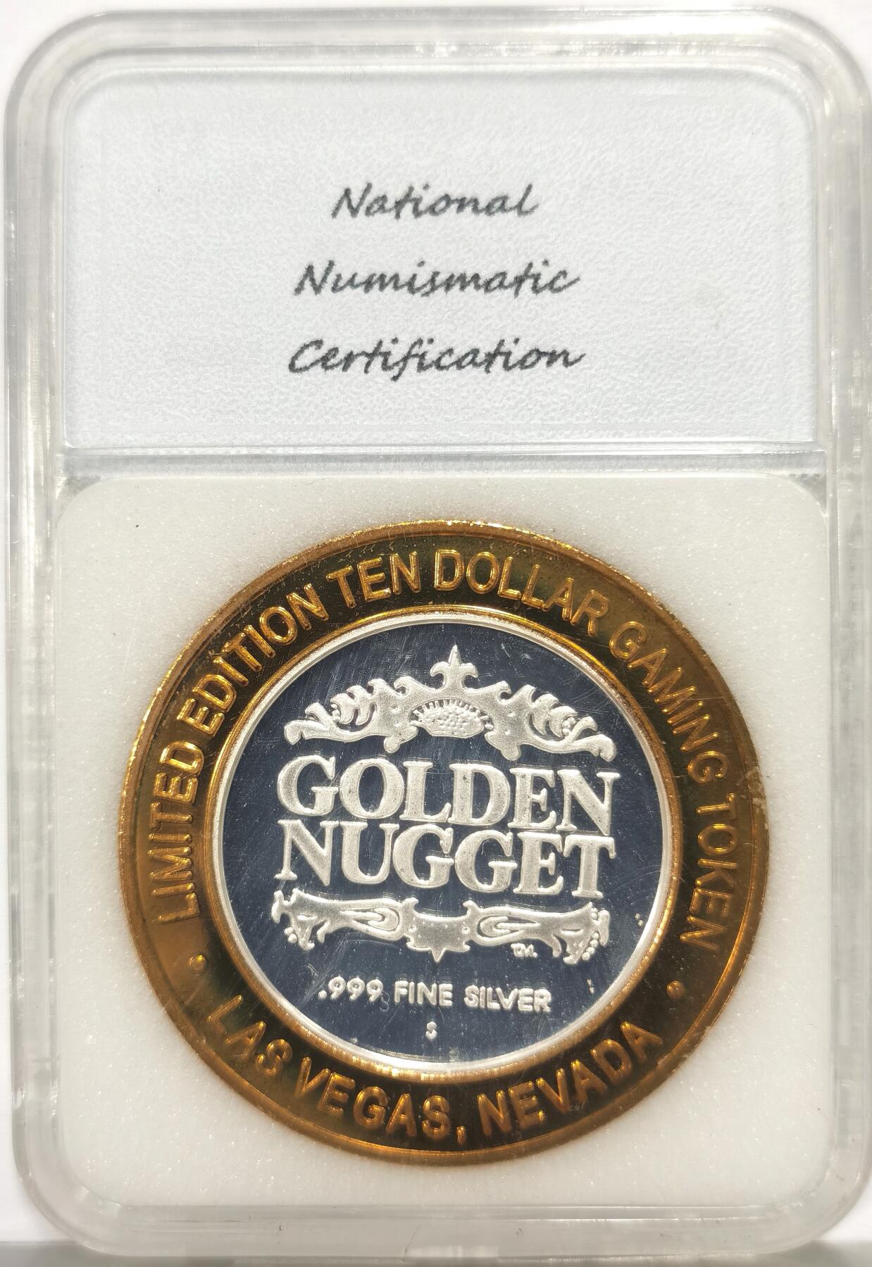 博洋堂世界钱币拍卖第163期（全场包邮） 2000年拉斯维加斯赌城系列纯银纪念章Golden Nugget赌场，重约37g（含外圈铜）