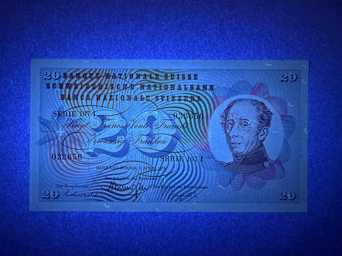 《艾美收藏》第235期-3.8周日外币荟萃 瑞士20法郎 UNC 1976年 国际红十字会首任主席杜福尔 无47