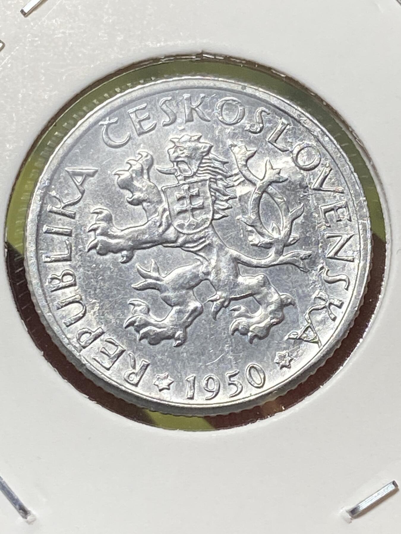 2026年第三十三场(总第二百零二场）外国精品纸夹币场(免佣金) 捷克斯洛伐克1950年1克朗(二战前第二套第二版，铝材质版)