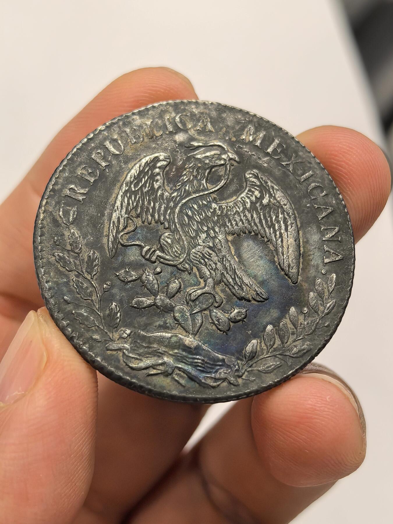 博洋堂世界钱币拍卖第163期（全场包邮） 墨西哥1881年GA FS鹰洋，少见版，老黑皮壳，高点都在，近未流通