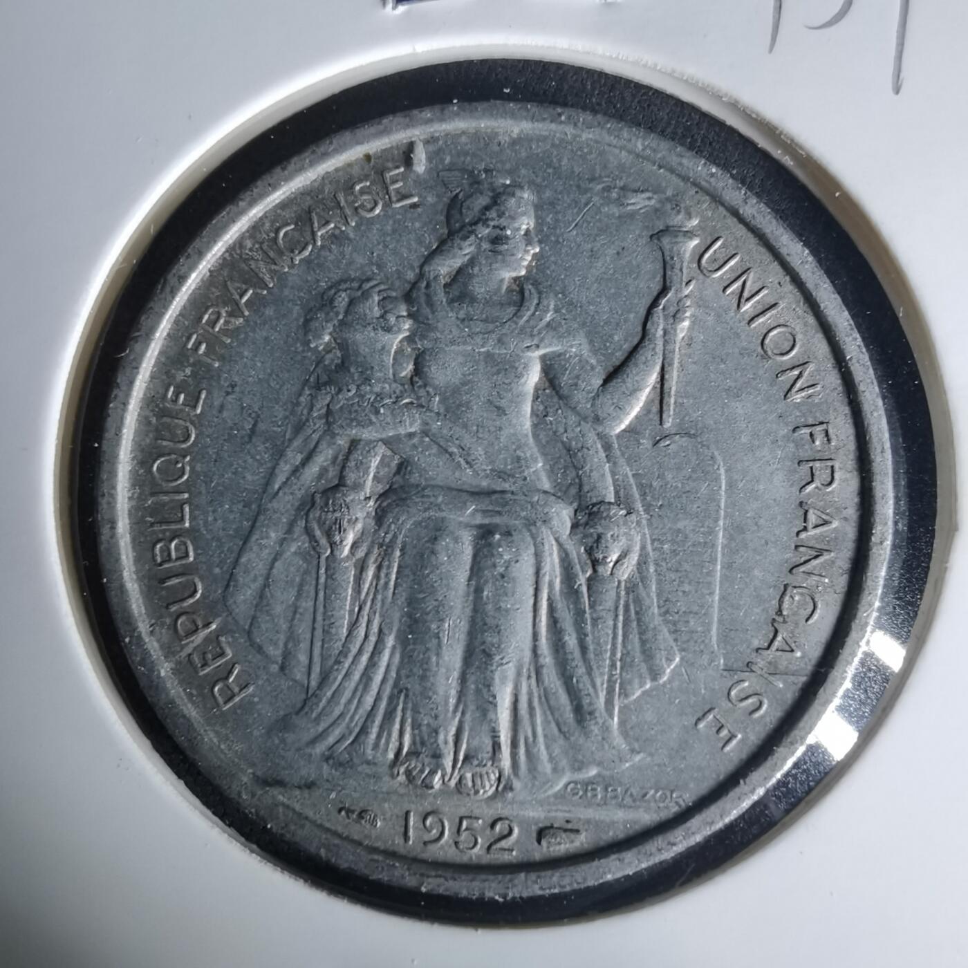 沼泽如烟--第1015场 法属新喀里多尼亚1952年5法郎