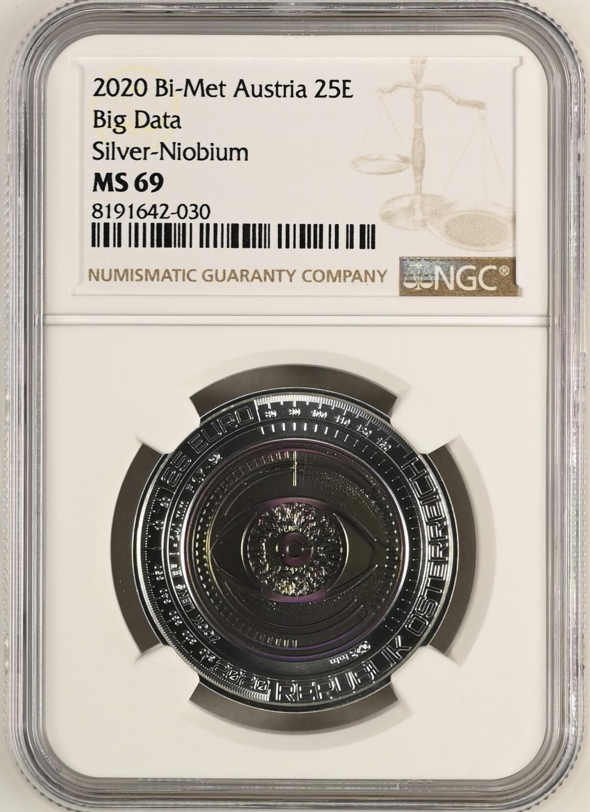 S&S Numismatic世界钱币-拍卖 第121期  获奖币*奥地利2020年 大数据 25欧元银+铌双色纪念币盒证齐全 NGC MS69