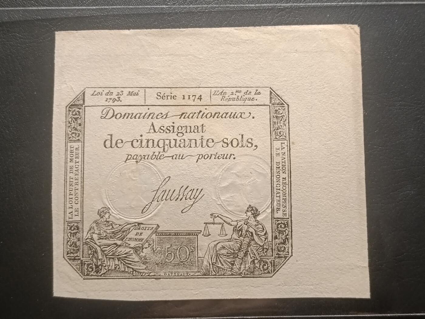 2026三月第一期，总218期 法国1793版50苏UNC-，法国大革命时期辅币券