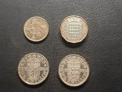 荟藏特别场次第五期——“社长的钢镚堆” - 英国旧币值硬币批量四枚，伊丽莎白头像