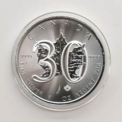 博洋堂世界钱币拍卖第163期（全场包邮） - 加拿大2018年5元普制银币 枫叶-发行30周年 1盎司9999银