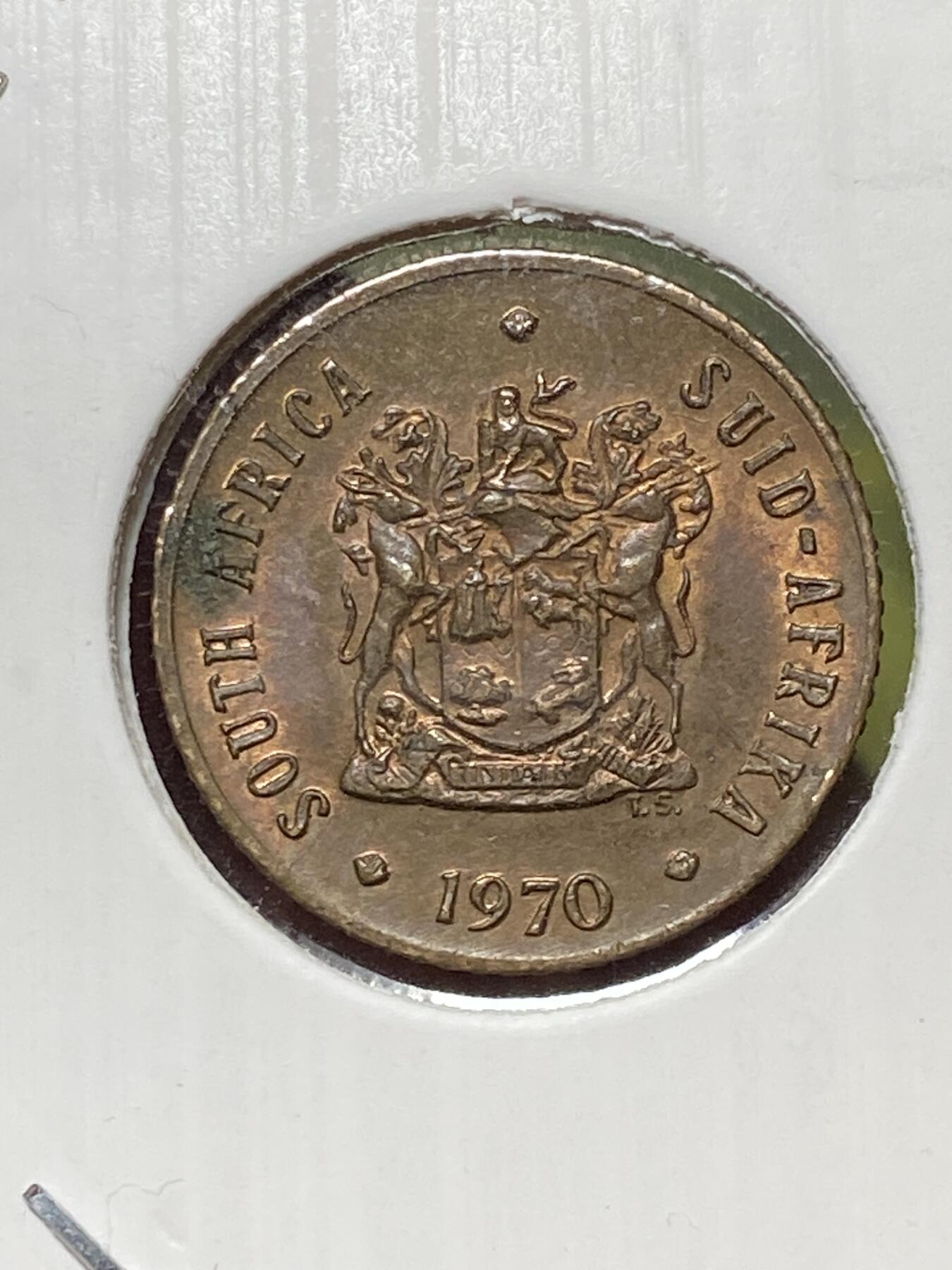 2026年第三十三场(总第二百零二场）外国精品纸夹币场(免佣金) 少见面值带残光–南非🇿🇦1970年1/2分(第七套最小面值，首发年)