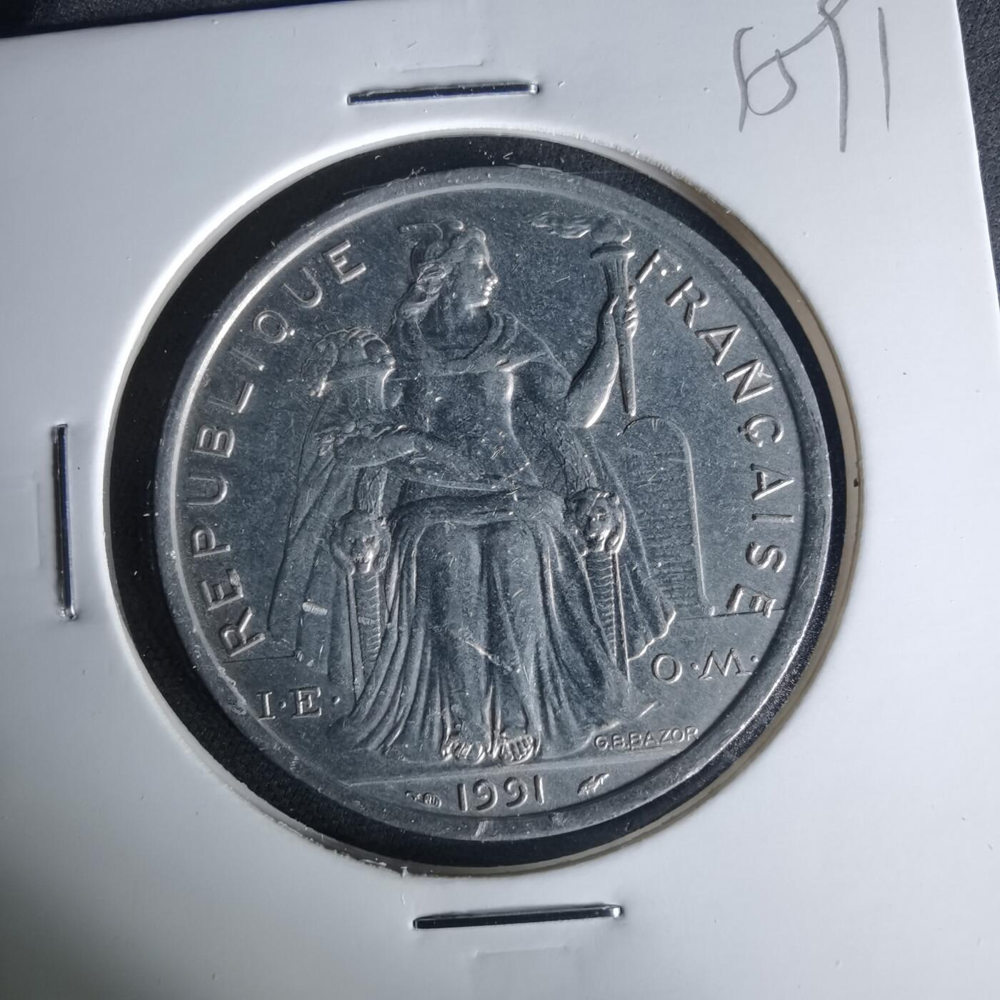 沼泽如烟--第1015场 法属新喀里多尼亚1991年5法郎