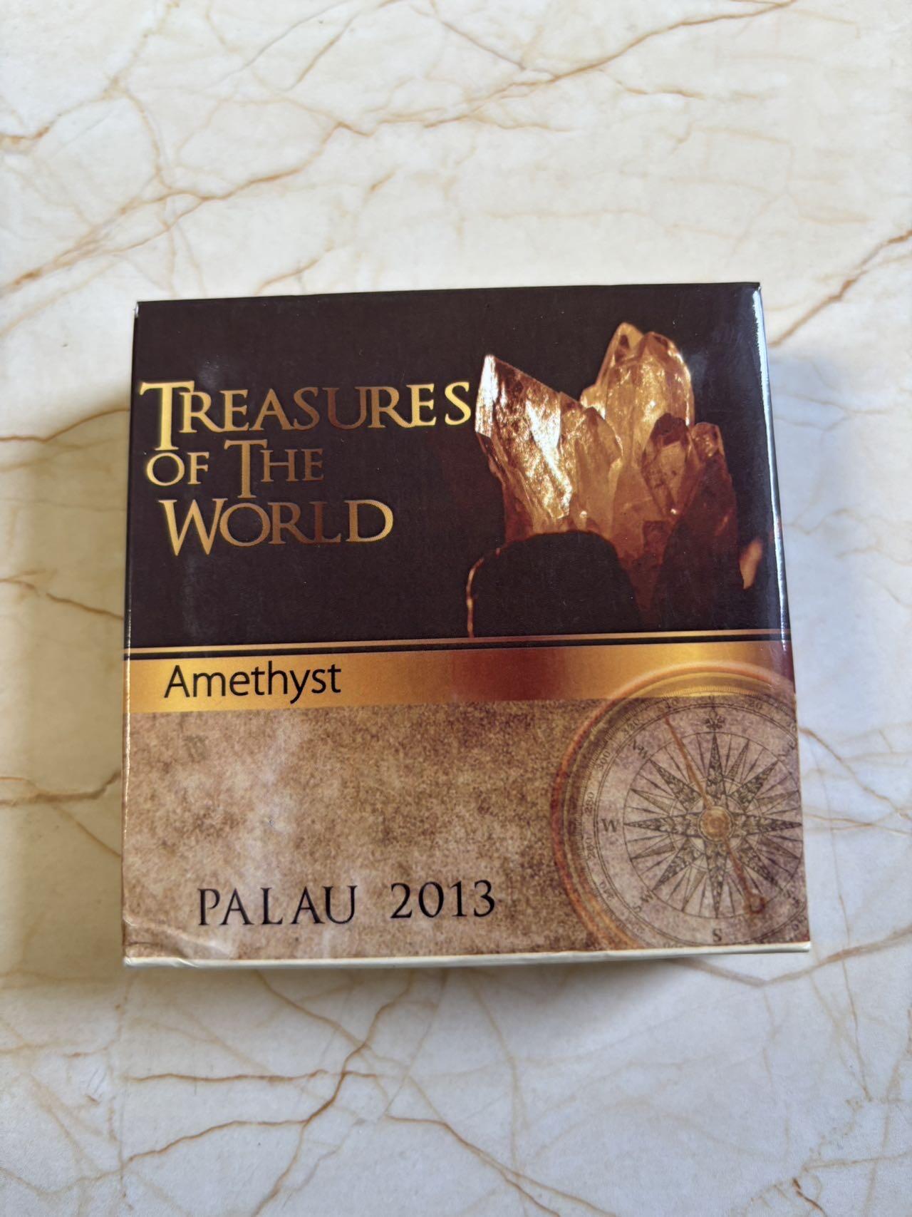 第192期拍卖 帕劳2013年世界珍宝系列5镶嵌紫水晶仿古纪念银币，925银，25克，发行2000枚