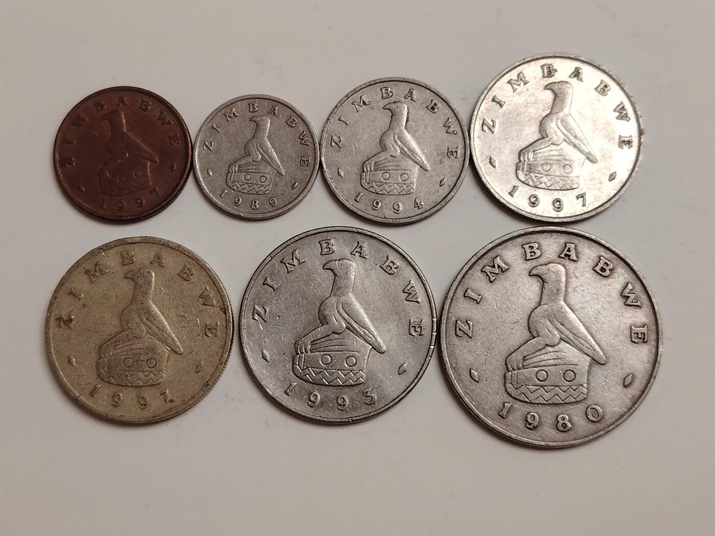 布加迪🐬～世界钱币(上海)🌾第 279 期 /  各国套币和散币 津巴布韦🇿🇼 7枚套币