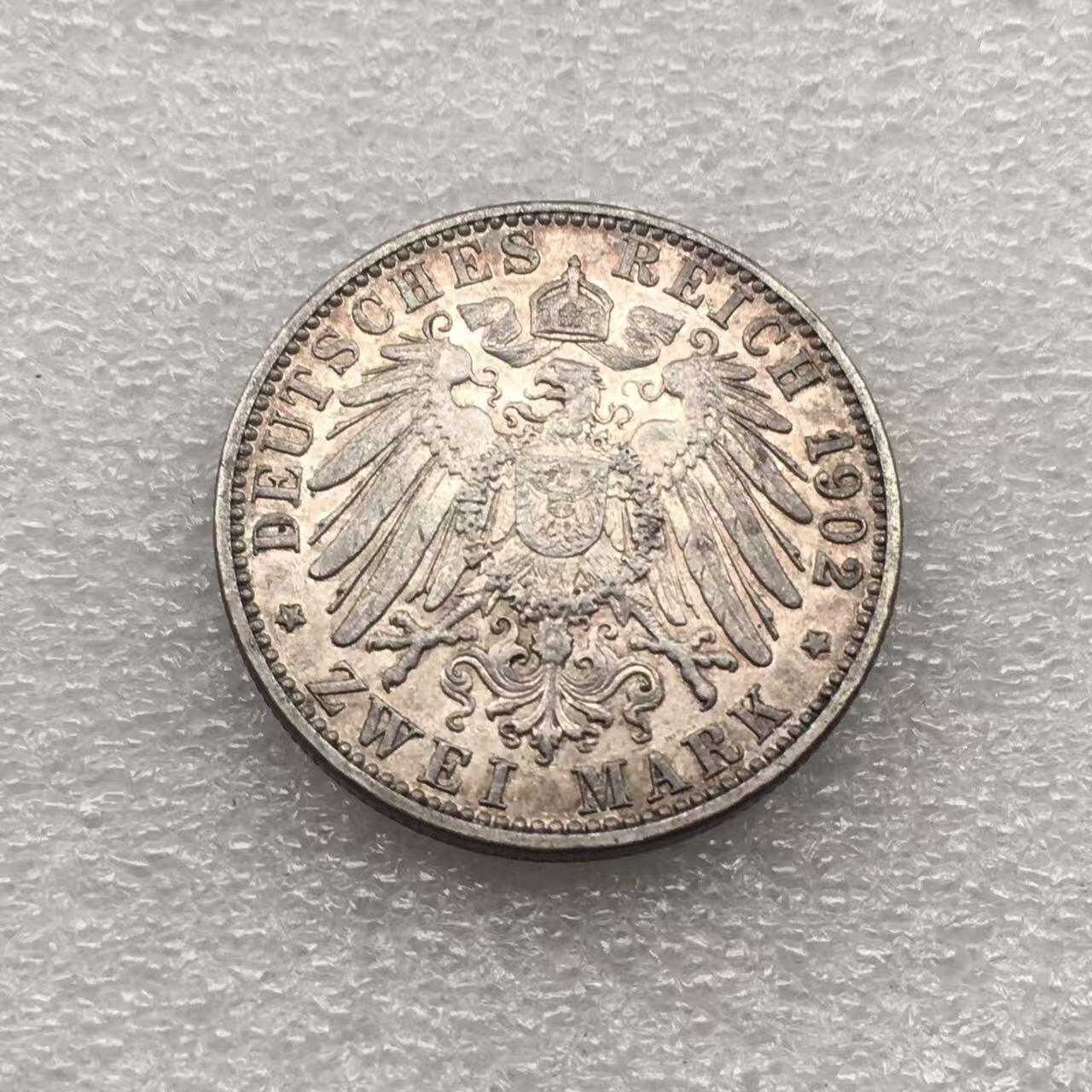 世界钱币专场拍卖 每周二开拍 1902年德国巴登大公登基50周年2马克银币