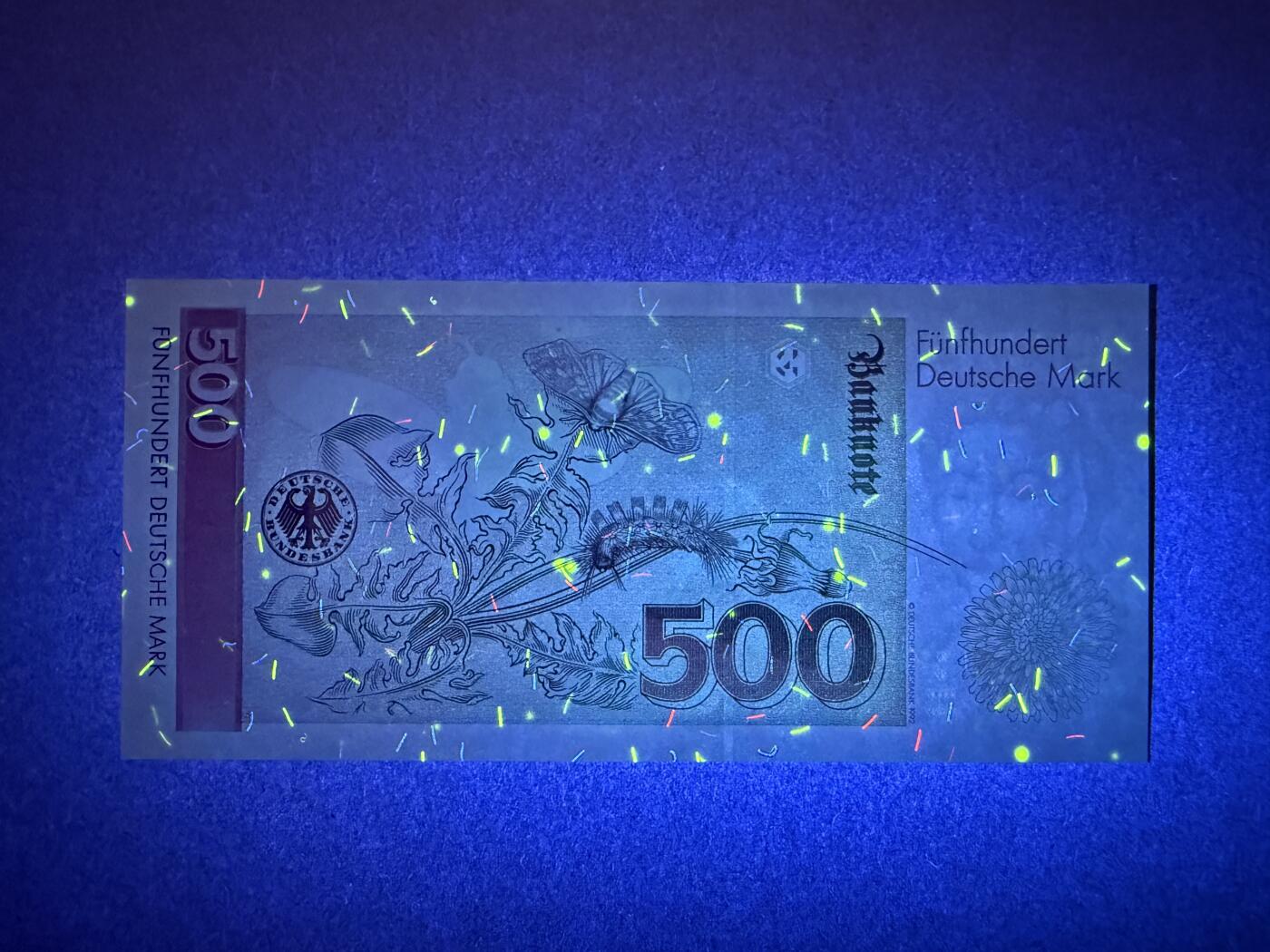 《艾美收藏》第235期-3.8周日外币荟萃 德国500马克 UNC 1991年 德国女画家梅里安 背面有一处小磨损点 AA冠