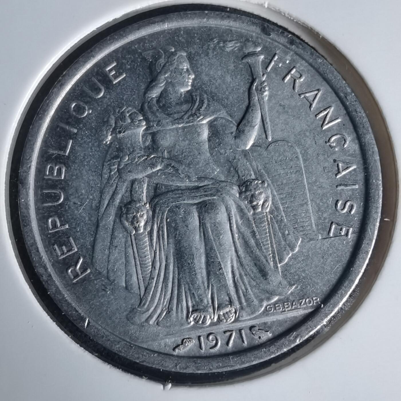 沼泽如烟--第1015场 法属新喀里多尼亚1971年2法郎