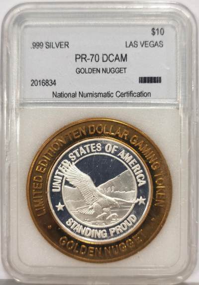 博洋堂世界钱币拍卖第163期（全场包邮） - 2000年拉斯维加斯赌城系列纯银纪念章Golden Nugget赌场，重约37g（含外圈铜）