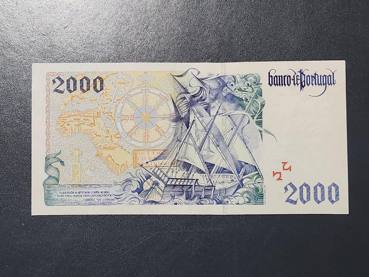 3月5号晚上8点 外国纸币自动截拍第34场 葡萄牙2000几乎全新