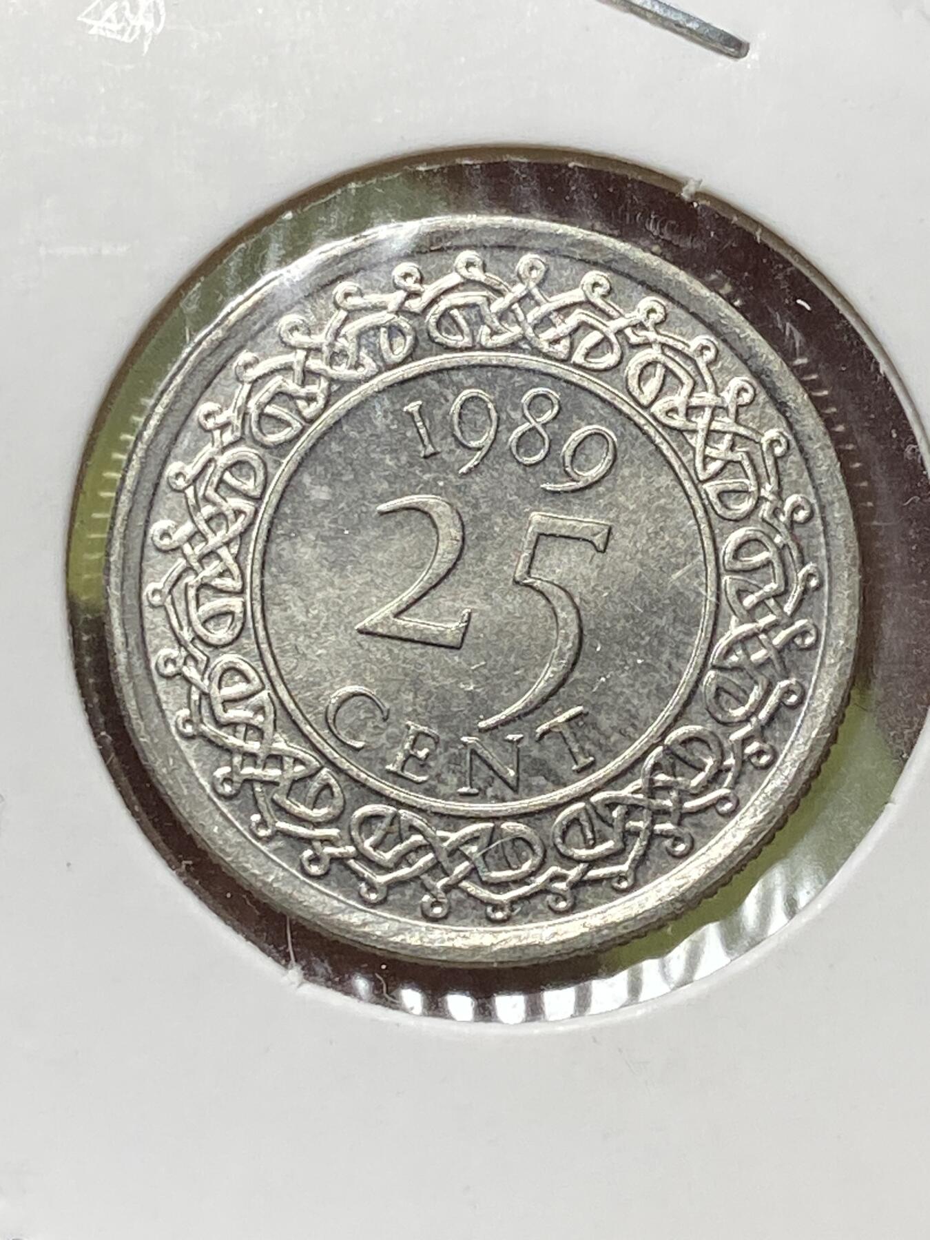 2026年第三十三场(总第二百零二场）外国精品纸夹币场(免佣金) 苏里南🇸🇷1989年25分(第二套流通硬币，有磁)