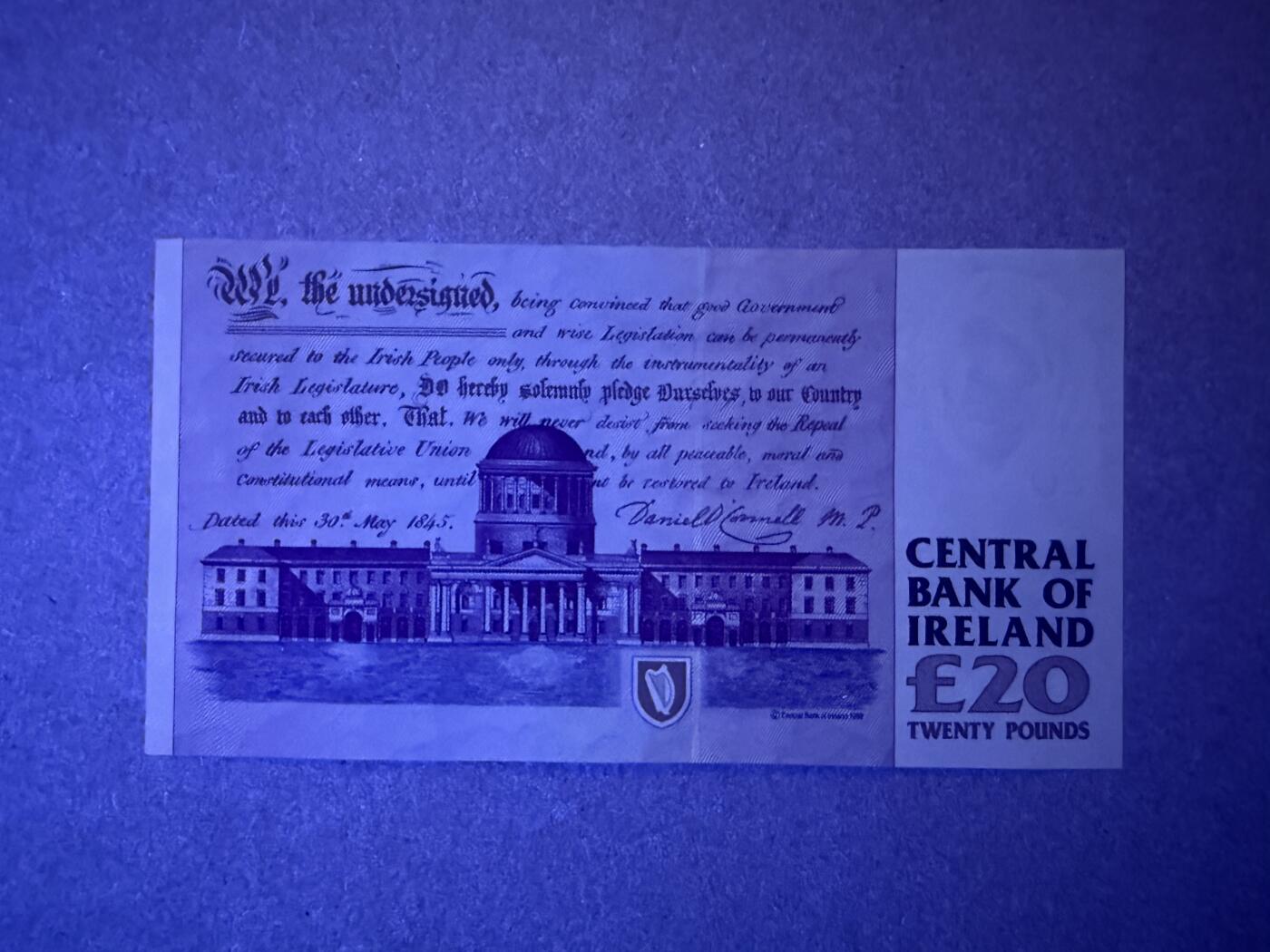 《艾美收藏》第235期-3.8周日外币荟萃 爱尔兰20镑 UNC C序列 1994年 爱尔兰宪章运动领袖奥康奈尔