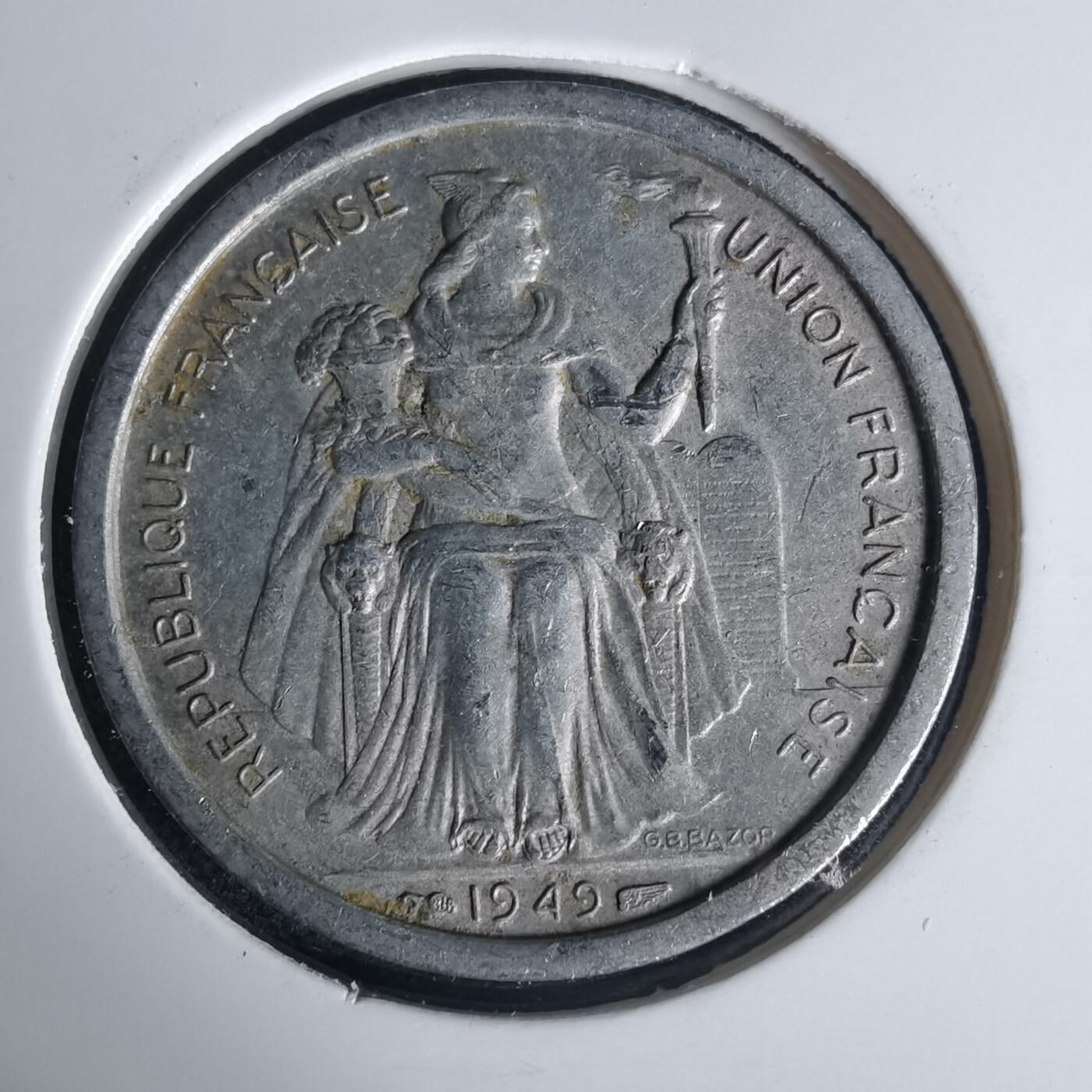 沼泽如烟--第1015场 法属新喀里多尼亚1949年2法郎