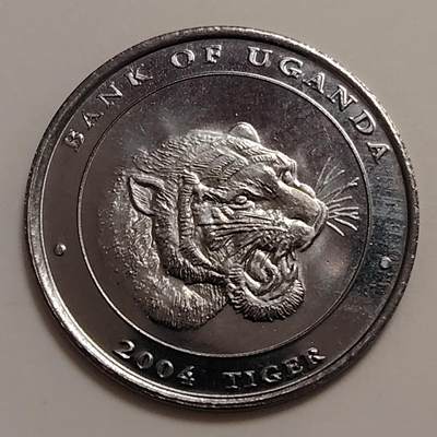 布加迪🐬～世界钱币(上海)🌾第 279 期 /  各国套币和散币 - 乌干达🇺🇬 2004年 100先令生肖币～虎