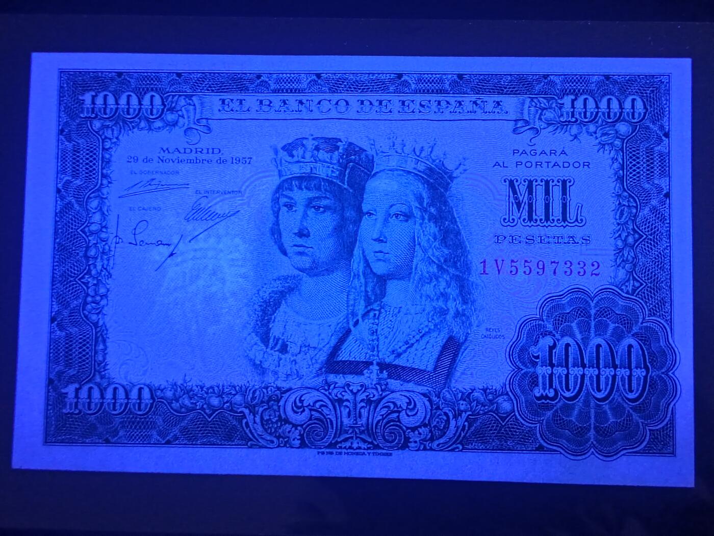 2026三月第一期，总218期 西班牙1957版1000比塞塔UNC-，奠定了现代西班牙疆域的双王联姻伊莎贝拉夫妇和西班牙大国徽