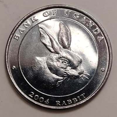 布加迪🐬～世界钱币(上海)🌾第 279 期 /  各国套币和散币 - 乌干达🇺🇬 2004年 100先令生肖币～兔