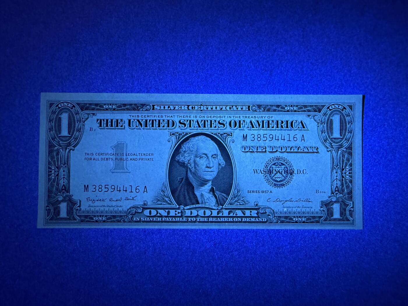 《艾美收藏》第235期-3.8周日外币荟萃 美国1美元 UNC 1957年 蓝库印