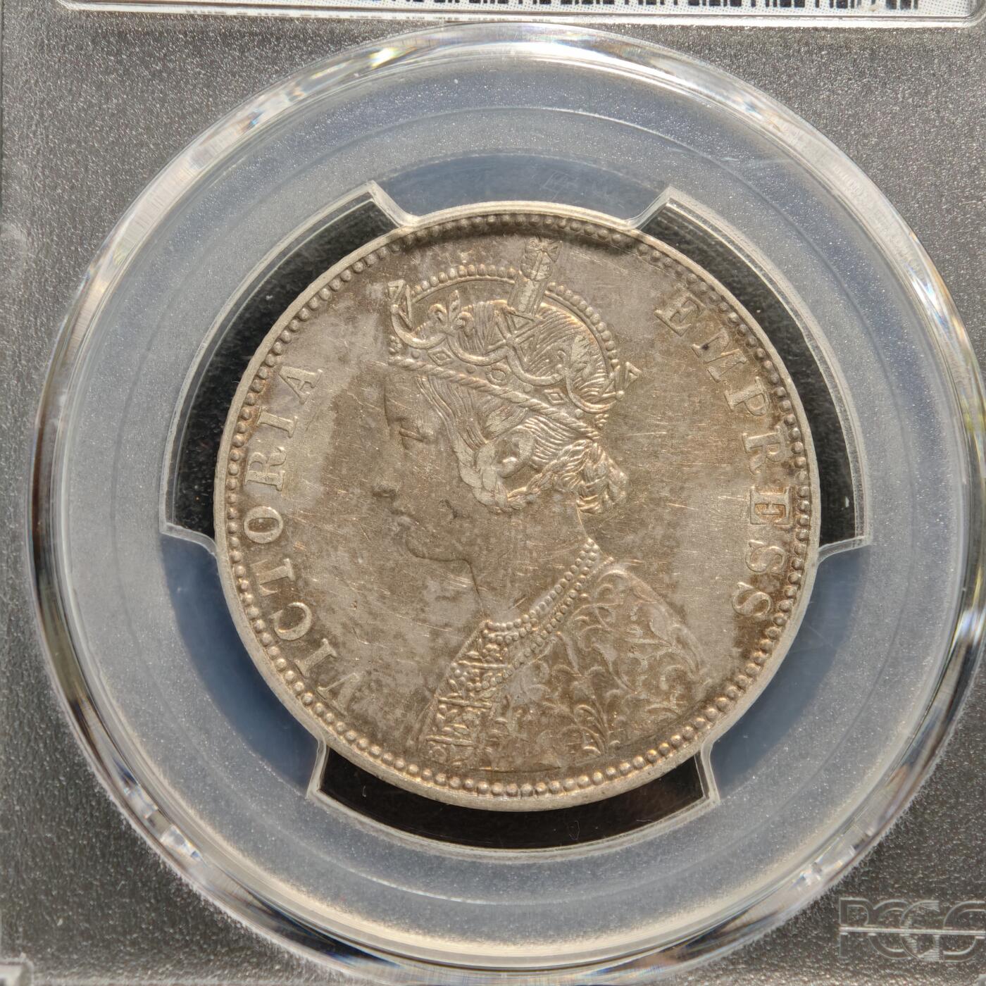 【德藏】世界币章拍卖第166期（拍品征集中~欢迎藏友联系） 1892年 英属印度比卡内尔邦维多利亚女王1卢比银币 PCGS AU55