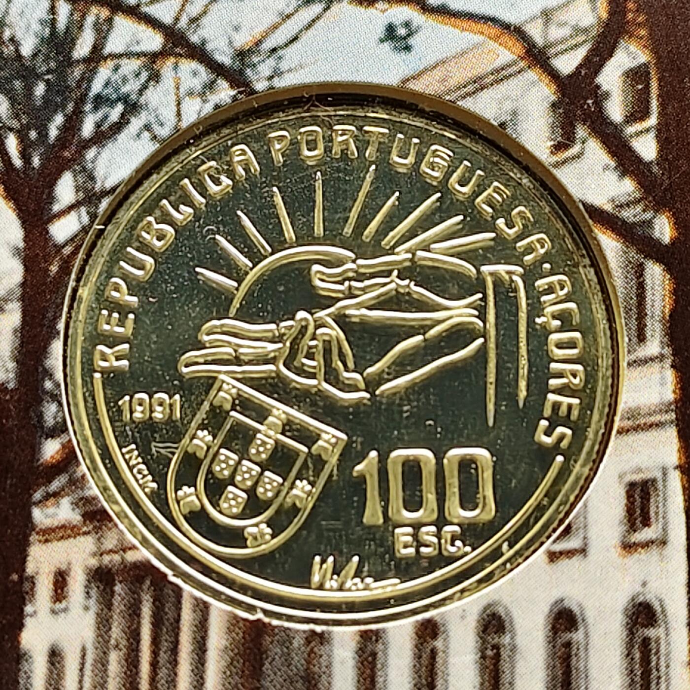 【全场包邮】纯粹捡漏拍509场 葡萄牙1991年100埃斯库多葡萄牙诗人肯塔尔逝世100周年官方卡装纪念银币【34毫米18.5克92.5%】