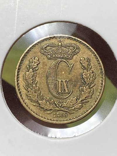 2026年第三十三场(总第二百零二场）外国精品纸夹币场(免佣金) - 丹麦🇩🇰1868单年份1/2国家货币斯基林(克里斯蒂安九世时期，c版皇冠标，哥本哈根造)