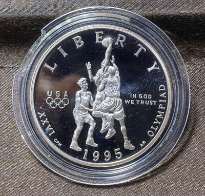 北京马甸外国币专卖第148期，外国币，中国早期纪念币专场，陆续上拍，欢迎关注 - 美国半美元-1996亚特兰大奥运铜镍币——男子篮球C#