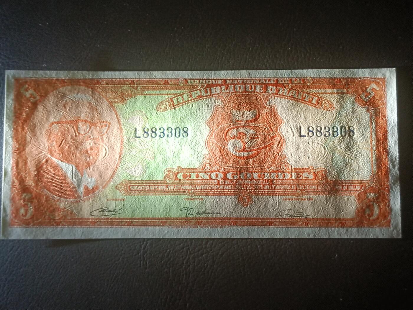 2026三月第一期，总218期 海地1984版5盾UNC无47，少见的杜瓦利埃头像中高面值