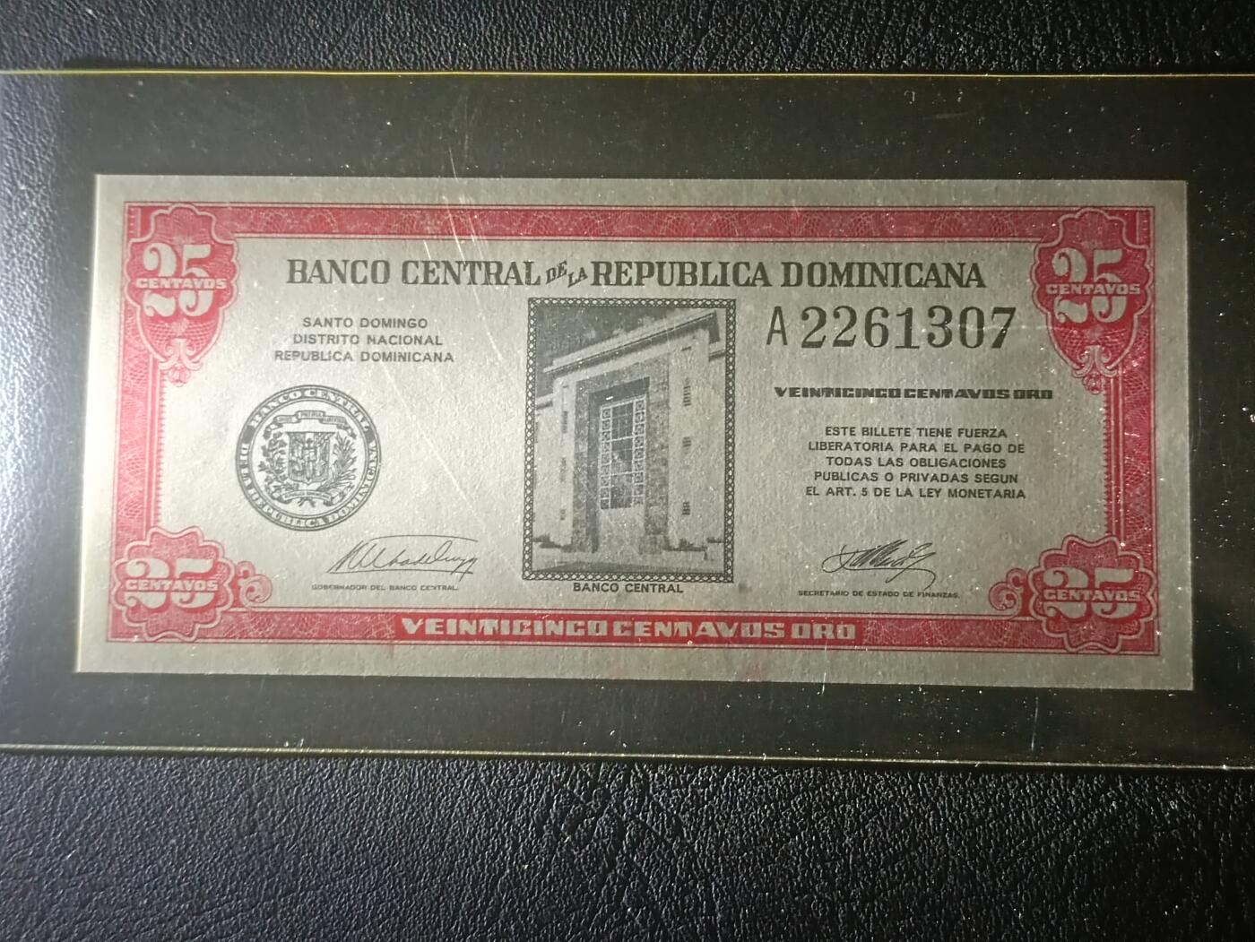 2026三月第一期，总218期 多米尼加1961版25分UNC，特鲁希略遇刺期间稳定市场临时发行的纸辅币，少见