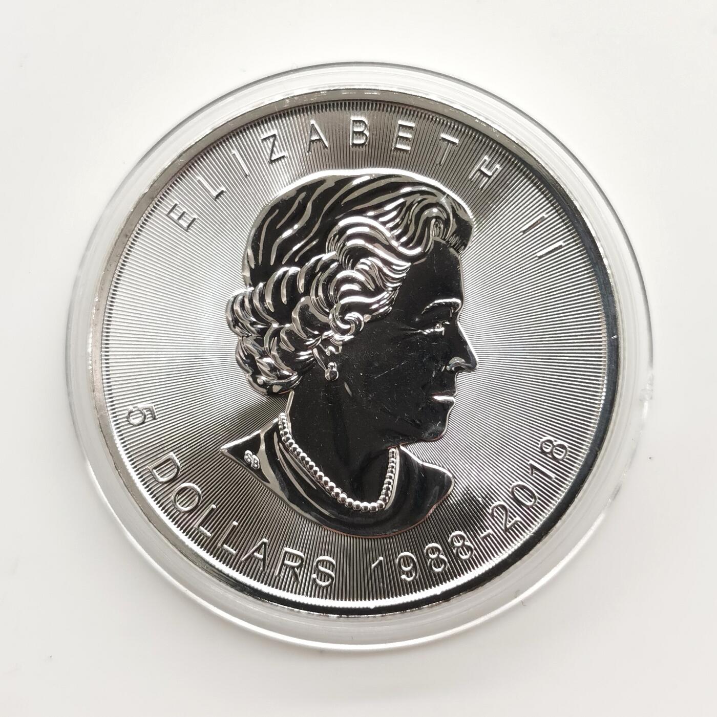 博洋堂世界钱币拍卖第163期（全场包邮） 加拿大2018年5元普制银币 枫叶-发行30周年 1盎司9999银