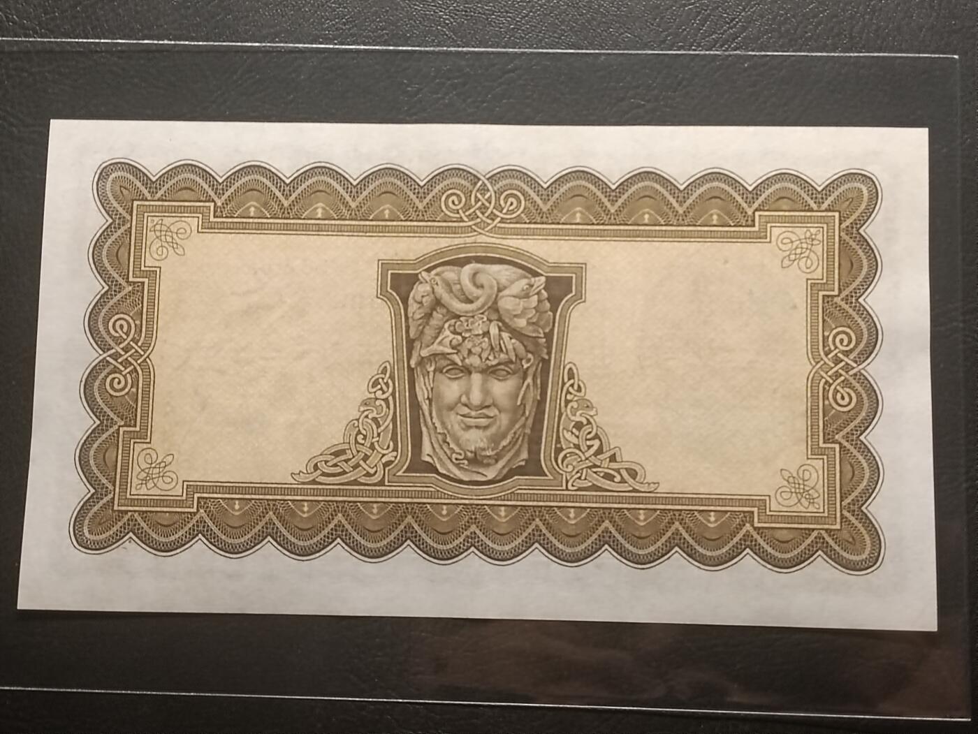 2026三月第一期，总218期 爱尔兰1939年5镑AUNC，稀有的“爱尔兰货币管理局”抬头，下方有英爱两国货币互换协议的版本，爱尔兰人格化象征“拉维利夫人”