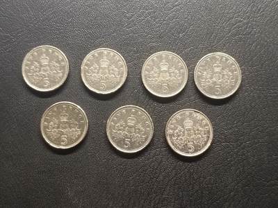 荟藏特别场次第五期——“社长的钢镚堆” - 英国5便士蓟花版批量七枚