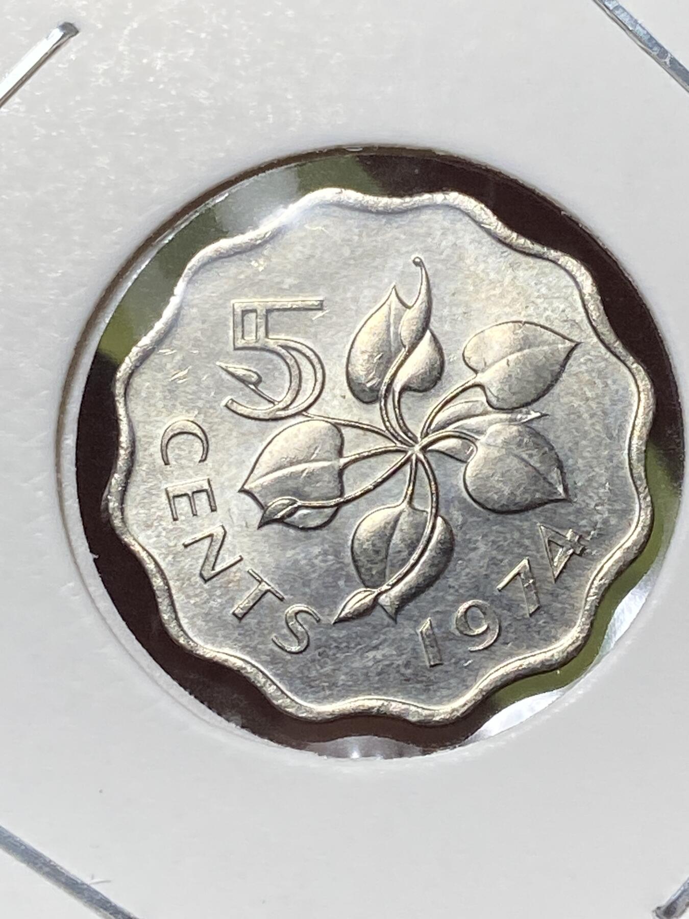 2026年第三十三场(总第二百零二场）外国精品纸夹币场(免佣金) 斯威士兰🇸🇿1974年5分(索布扎二世第二套，首发年)