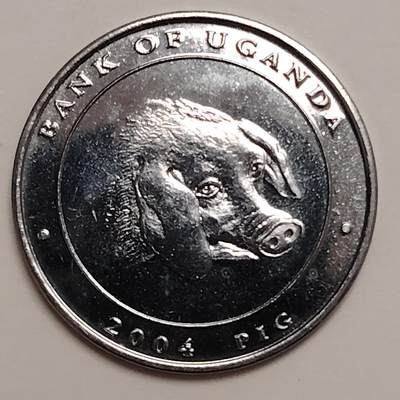 布加迪🐬～世界钱币(上海)🌾第 279 期 /  各国套币和散币 - 乌干达🇺🇬 2004年 100先令生肖币～猪