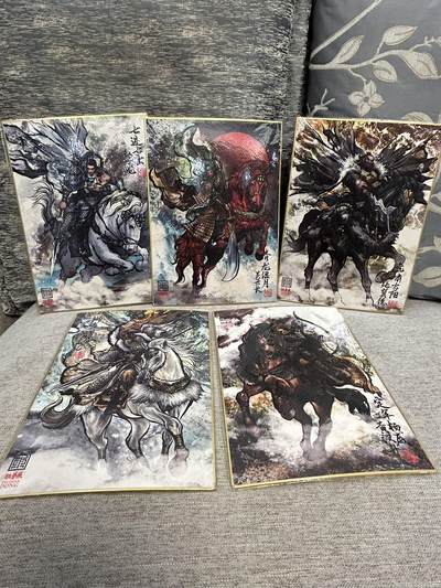 喜灰玩卡拍卖第五期，接拍品0佣金，欢迎送拍，释放现金流，让自己有资金可以购买更多喜欢的卡牌，让别的卡友能淘到更多心仪的卡牌 - 亲签 张建东老师亲签 手写05/20编 同编五虎将 A4色纸一套