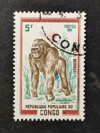 ↓君缘收藏754期☞钱币邮品↓无佣金、可寄存、满30元包邮  - 刚果邮票，1971年非洲野生动物·山地大猩猩邮票雕刻版