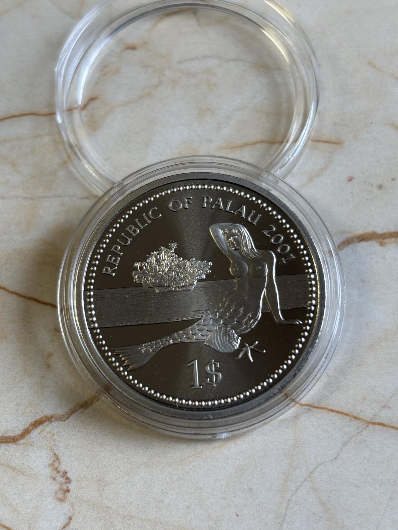 第192期拍卖 帕劳2001年保护海洋系列美人鱼幻彩色纪念币